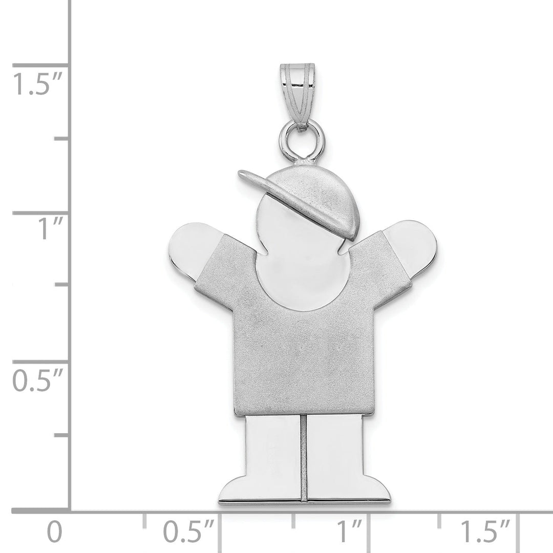 14k White Gold Solid Large Boy With Hat Love Charm