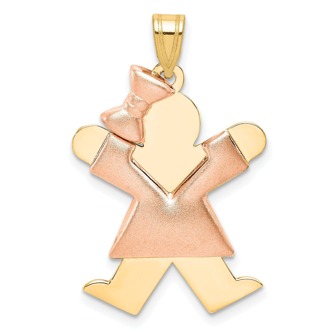 14k Two-tone Puffed Girl With Bow Joy Charm