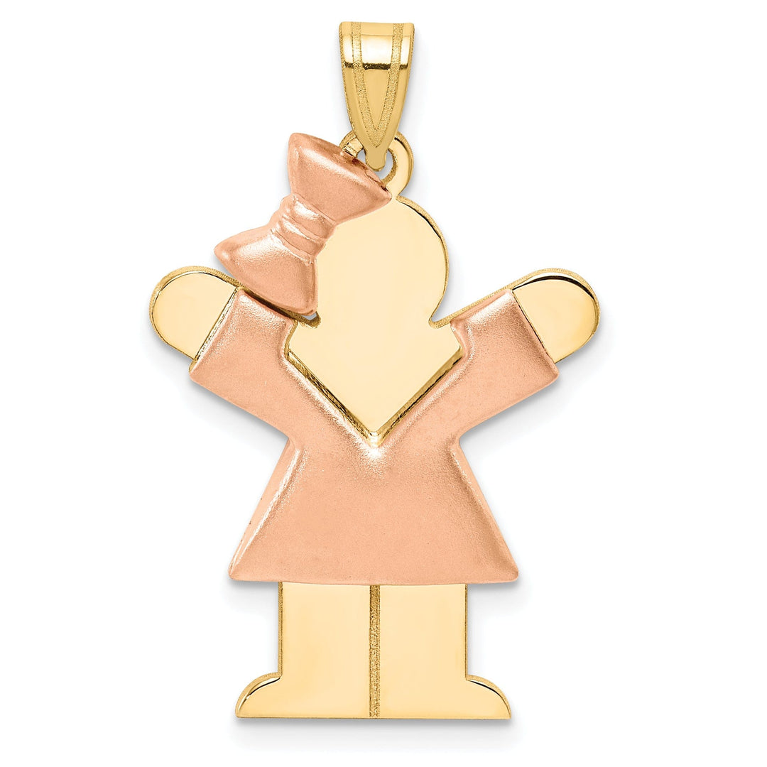 14k Two-tone Puffed Girl With Bow Love Charm