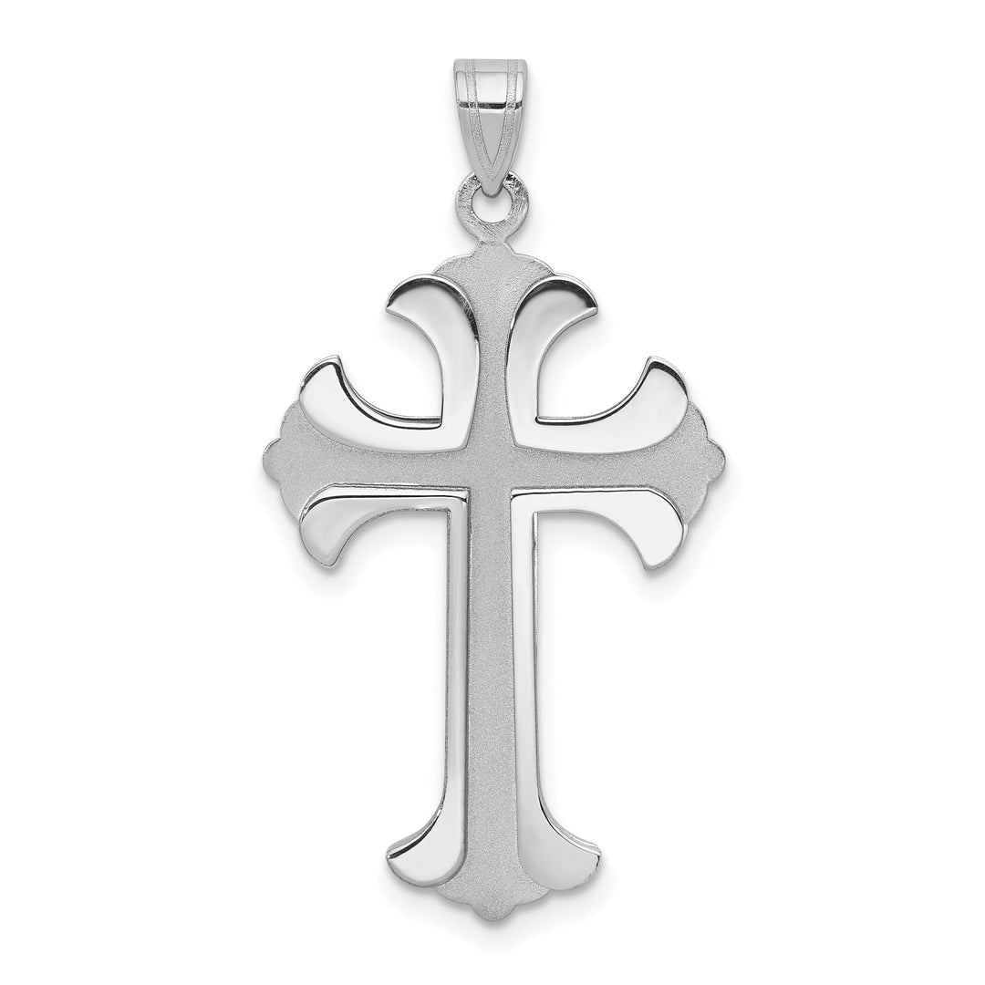 14k White Gold Budded Cross Pendant