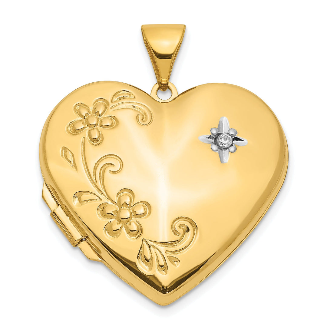 14k Yellow Gold Diamond Family Heart Locket