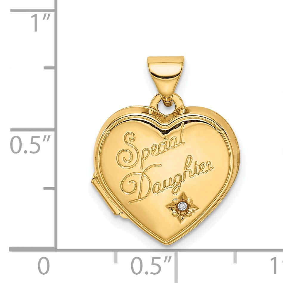 14k Gold Heart Diamond Special Daughter Locket