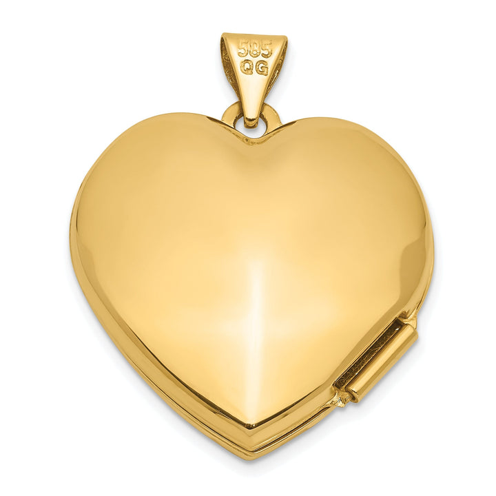14k Yellow Gold 21MM Heart Domed Plain Locket