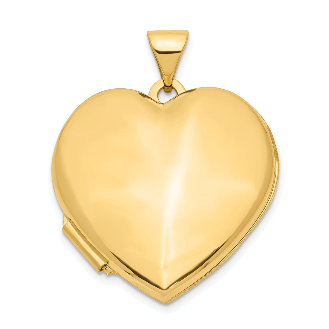 14k Yellow Gold 21MM Heart Domed Plain Locket