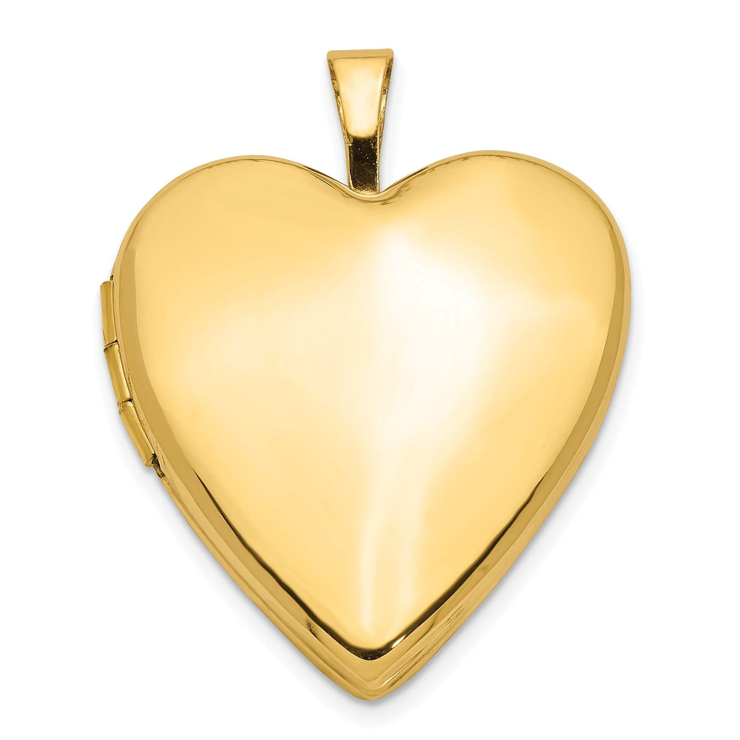 14k Yellow Gold 20MM Plain Polished Heart Locket