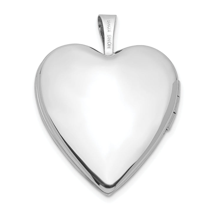 14k White Gold 20MM Plain Polished Heart Locket