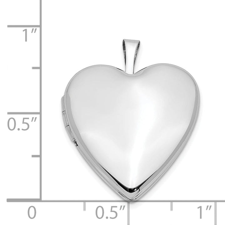 14k White Gold 20MM Plain Polished Heart Locket