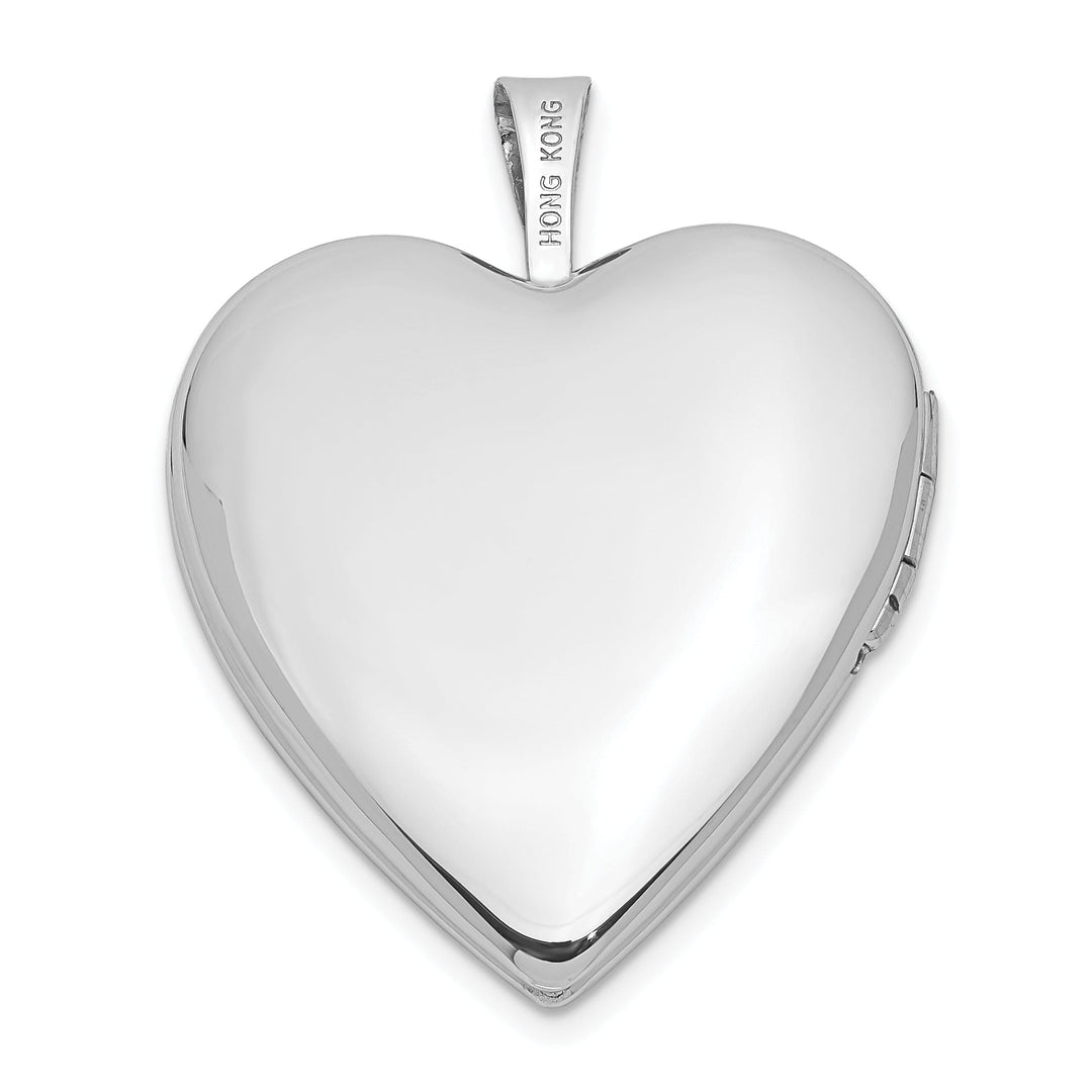 14k White Gold 20MM Swirls Diamond Heart Locket