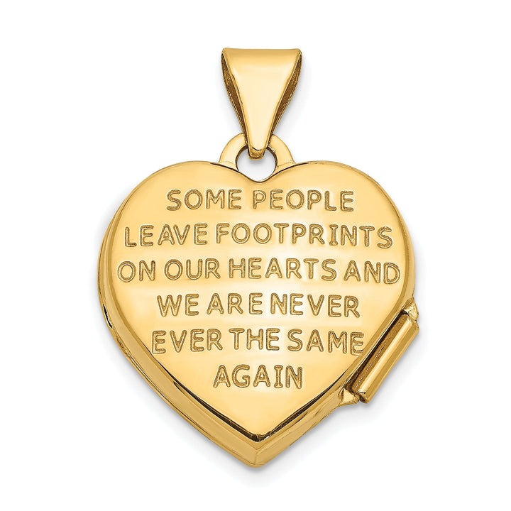 14k Two-tone Gold Heart Foot Prints Locket