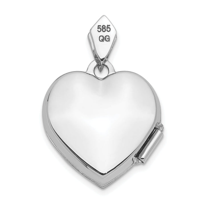 14k White Gold Diamond Heart Locket