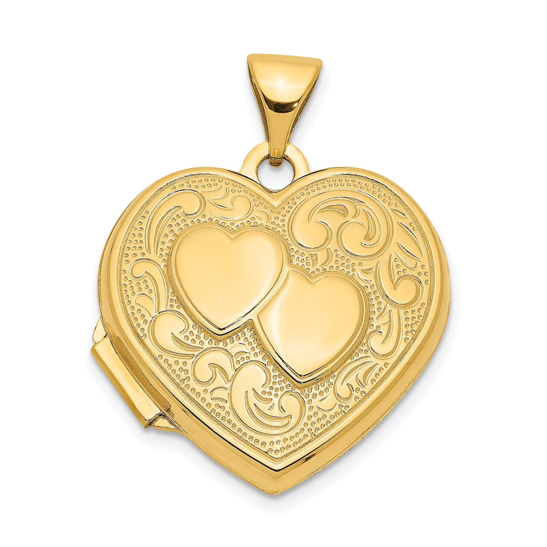 14k Yellow Gold Double Heart Locket