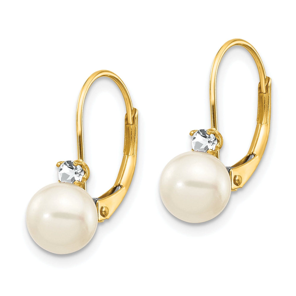 14k Yellow Gold Cultured Pearl Diamond Earrings
