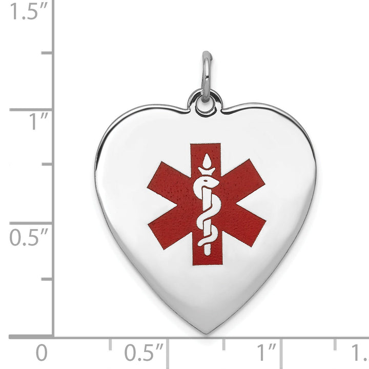 14k White Gold Heart Shaped Medical Alert Pendant