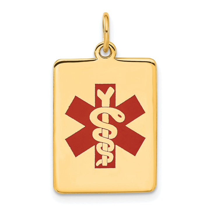 14k Yellow Gold Medical Alert ID Charm Pendant