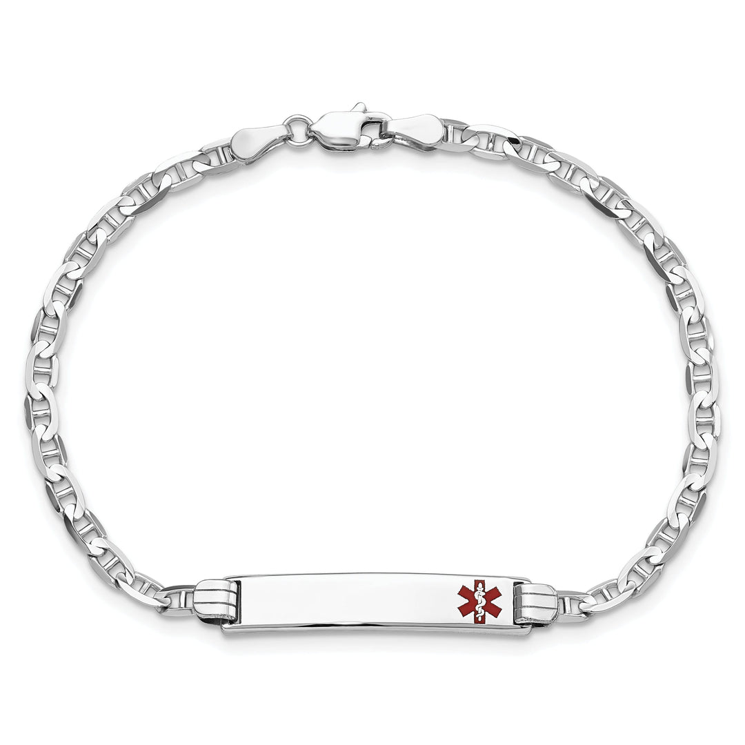 14K White Gold Anchor Link Medical ID Bracelet