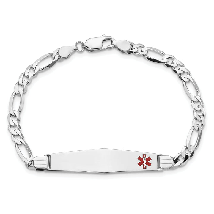 14K White Gold Figaro Link Medical ID Bracelet
