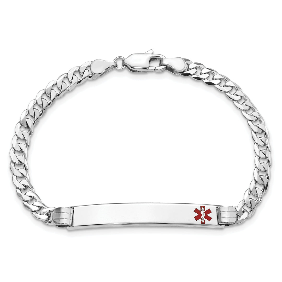 14K White Gold Curb Link Medical ID Bracelet