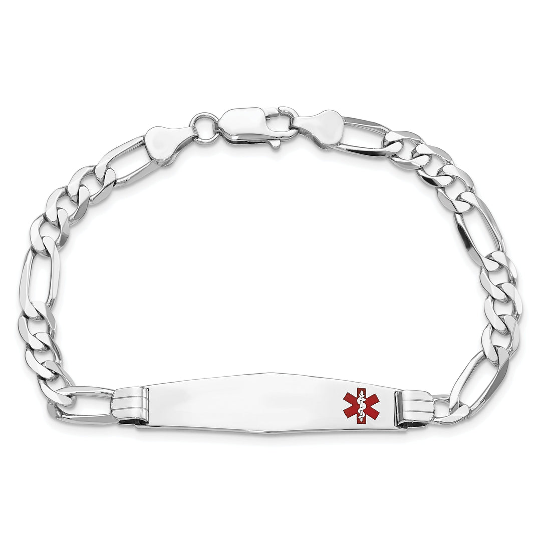 14K White Gold Figaro Link Medical ID Bracelet