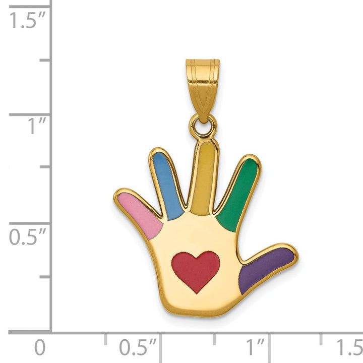14k Yellow Gold Autism Heart Handprint Charm