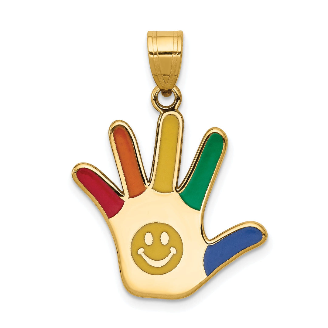 14k Yellow Gold Autism with Smiley Face Charm Pendant