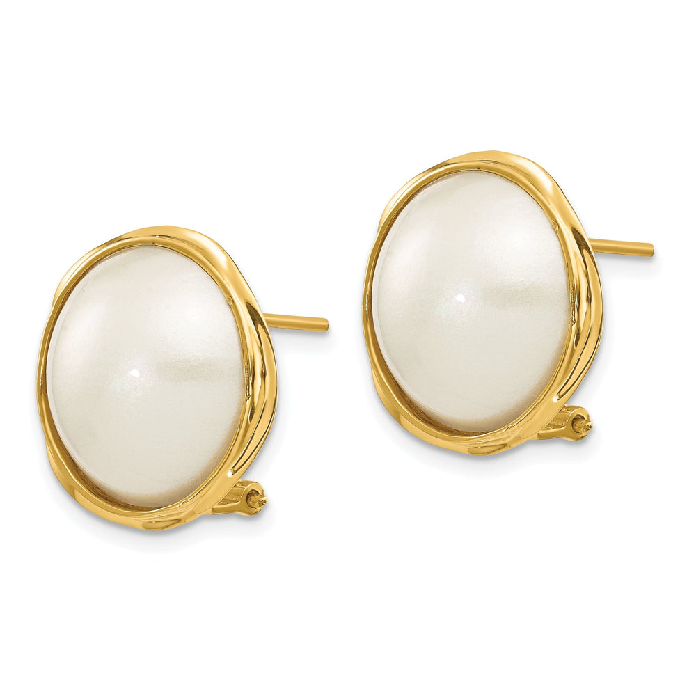 14k Yellow Gold Cultured Mabe Pearl Earrings