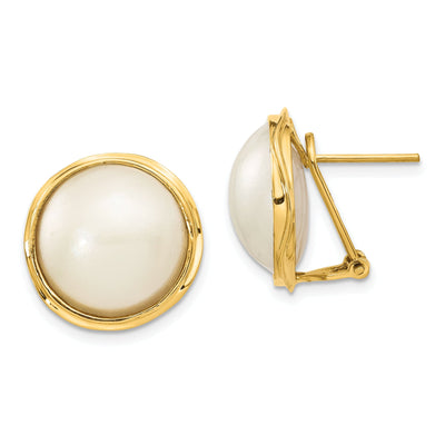14k Yellow Gold Cultured Mabe Pearl Earrings