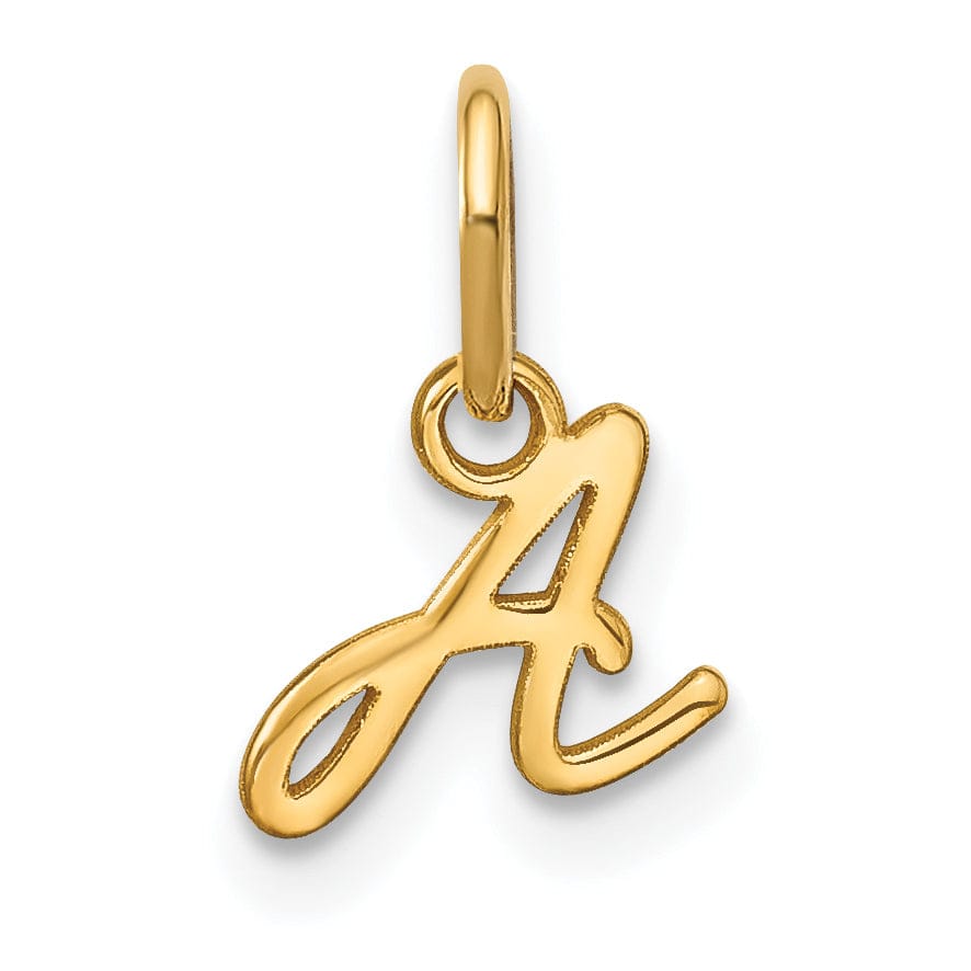 14K Yellow Gold Small Size Upper Case Script Letter A Initial Pendant