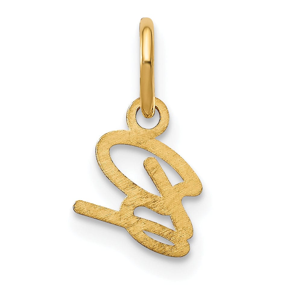 14K Yellow Gold Small Size Upper Case Script Letter B Initial Pendant