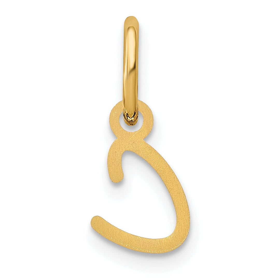 14K Yellow Gold Small Size Upper Case Script Letter C Initial Pendant
