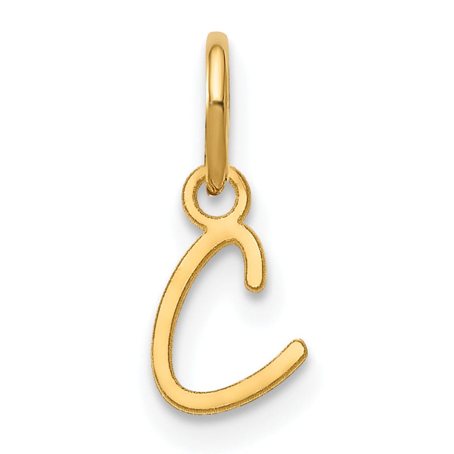 14K Yellow Gold Small Size Upper Case Script Letter C Initial Pendant