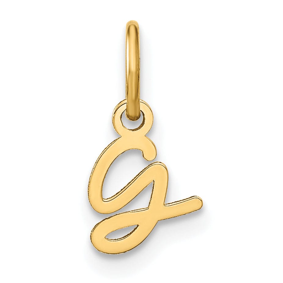 14K Yellow Gold Small Size Upper Case Script Letter G Initial Pendant