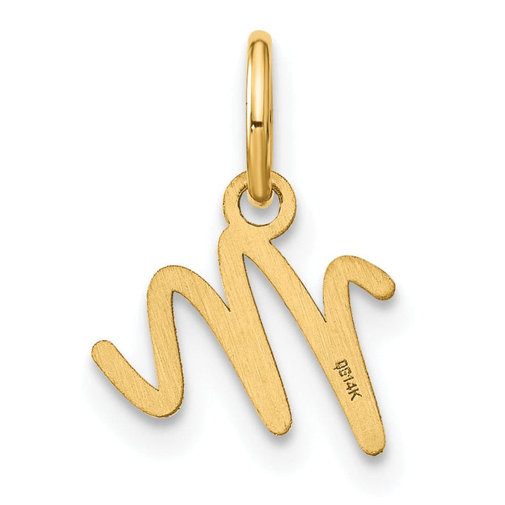 14K Yellow Gold Small Size Upper Case Script Letter M Initial Pendant