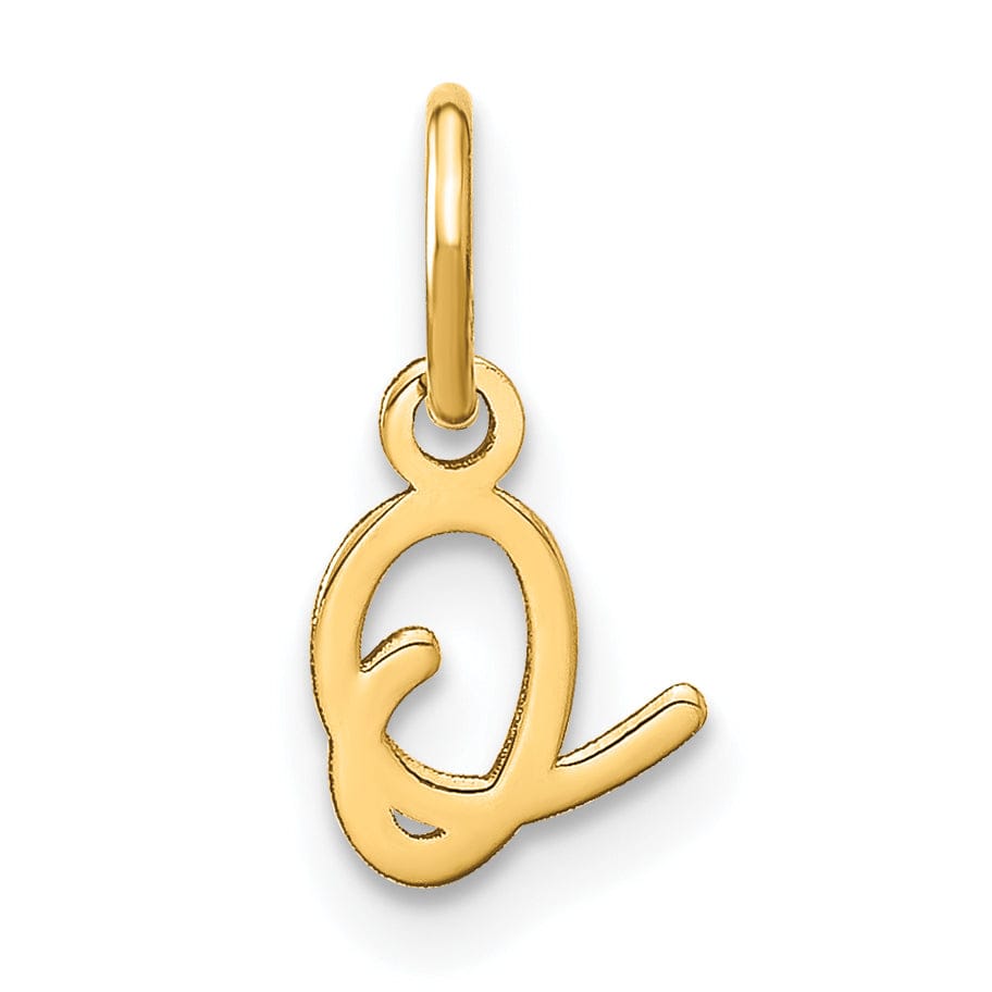 14K Yellow Gold Small Size Upper Case Script Letter O Initial Pendant