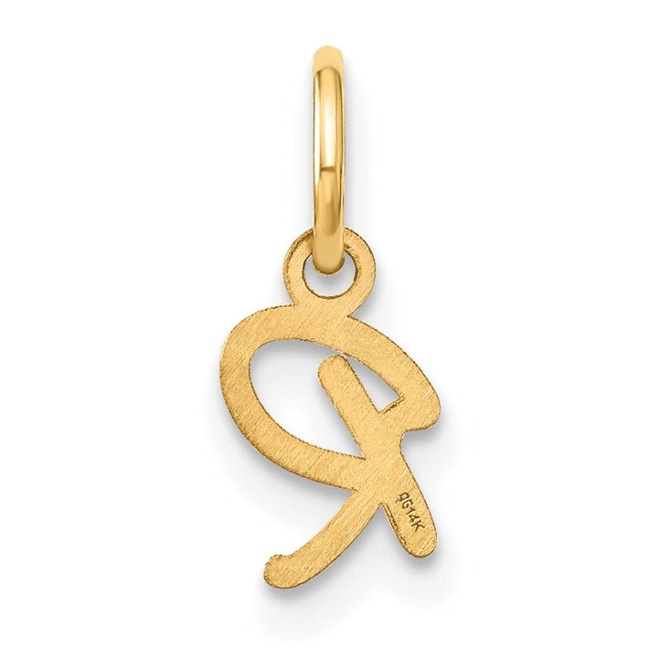 14K Yellow Gold Small Size Upper Case Script Letter R Initial Pendant
