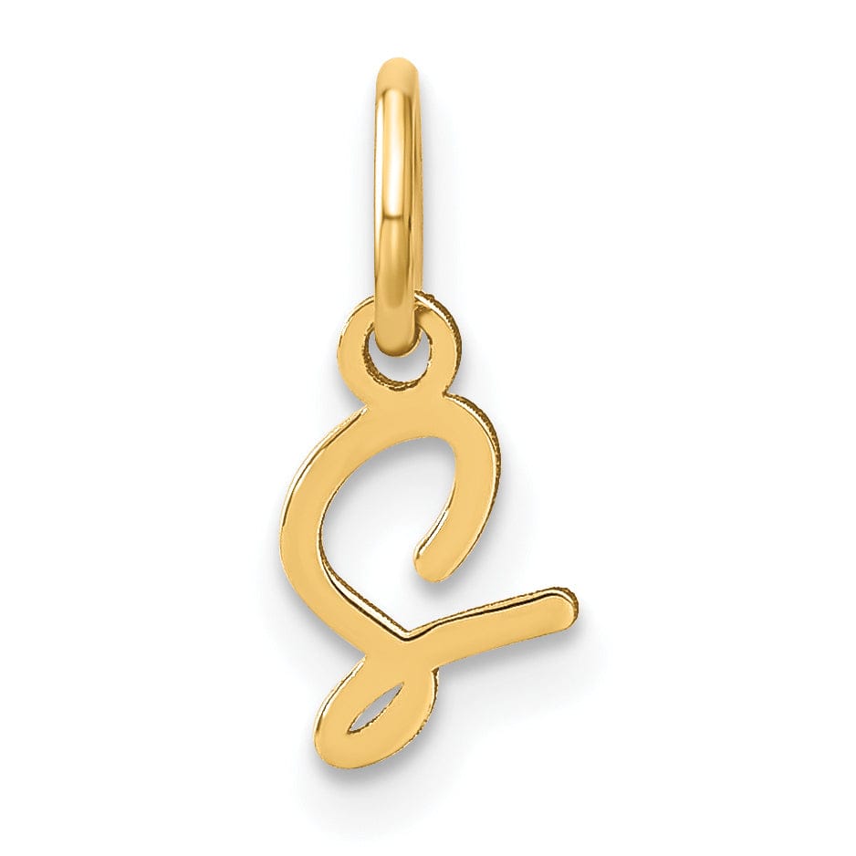 14K Yellow Gold Small Size Upper Case Script Letter S Initial Pendant