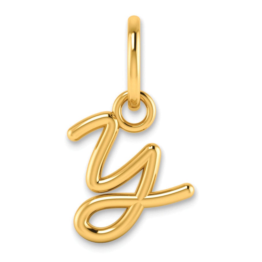 14K Yellow Gold Small Size Upper Case Script Letter Y Initial Pendant