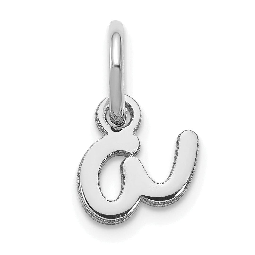 14K White Gold Small Size Lower Case Script Letter A Initial Pendant