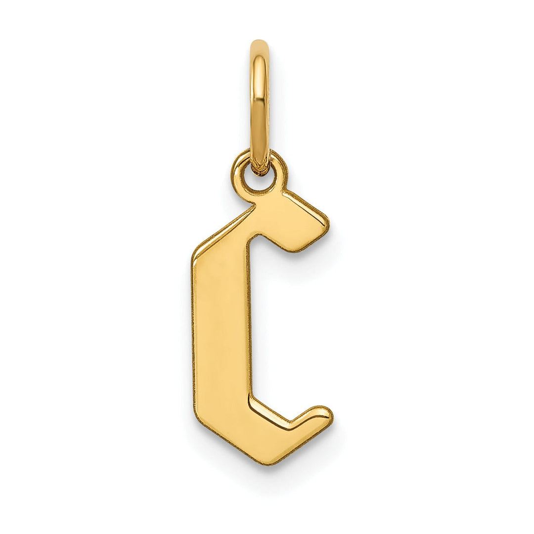14K Yellow Gold Upper Case Letter C Initial Charm Pendant