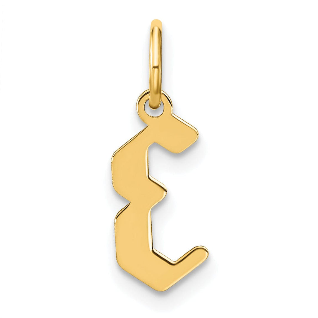 14K Yellow Gold Upper Case Letter E Initial Charm Pendant