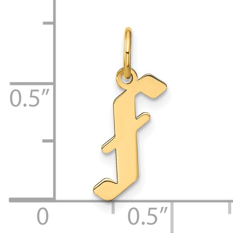 14K Yellow Gold Upper Case Letter F Initial Charm Pendant