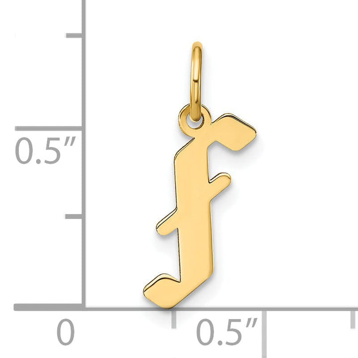 14K Yellow Gold Upper Case Letter F Initial Charm Pendant
