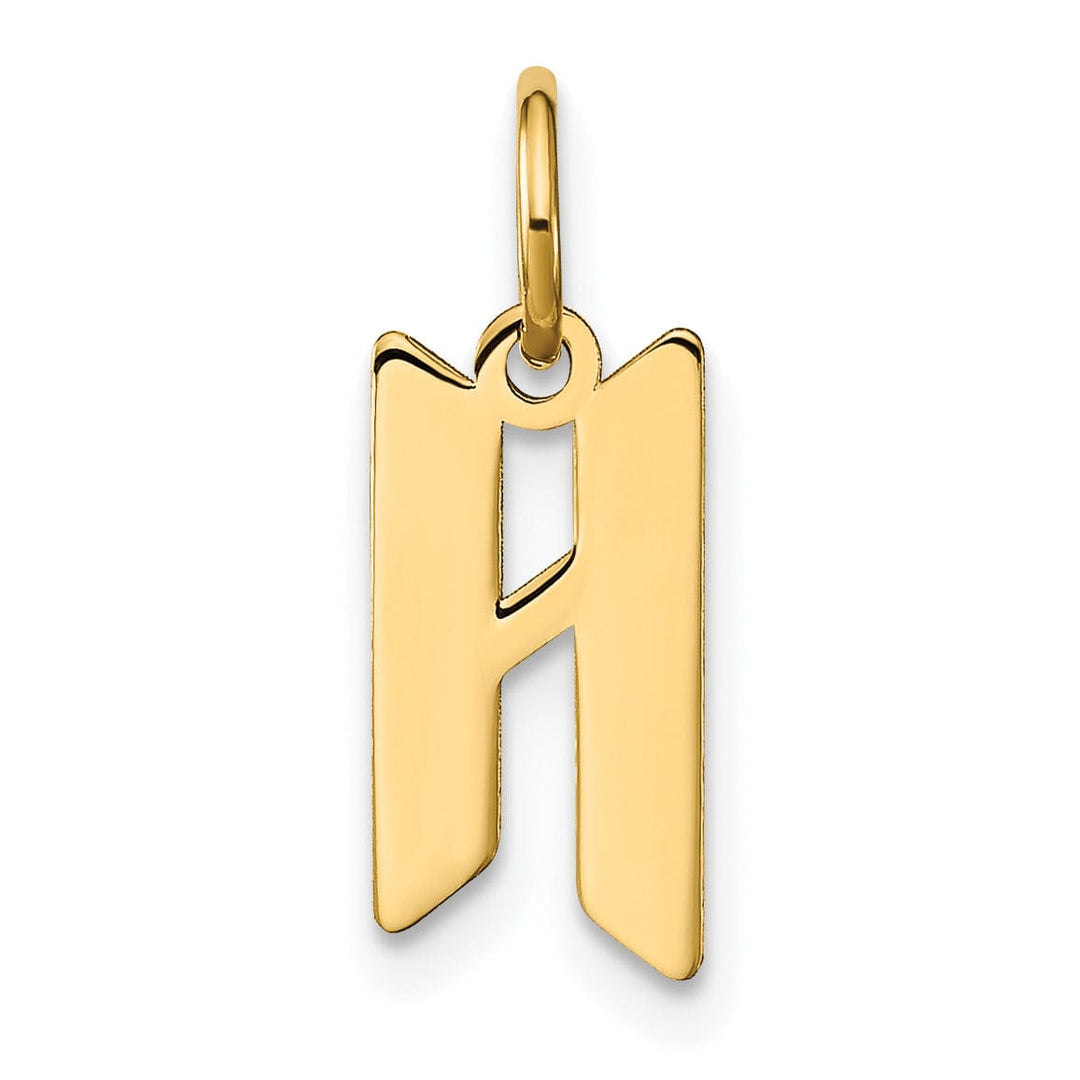 14K Yellow Gold Upper Case Letter H Initial Charm Pendant