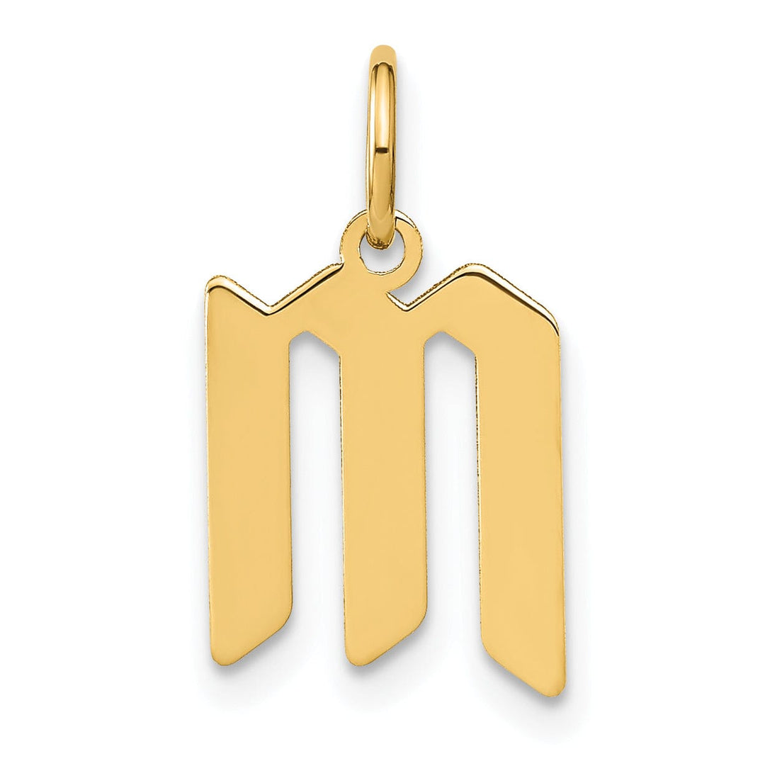 14K Yellow Gold Upper Case Letter M Initial Charm Pendant