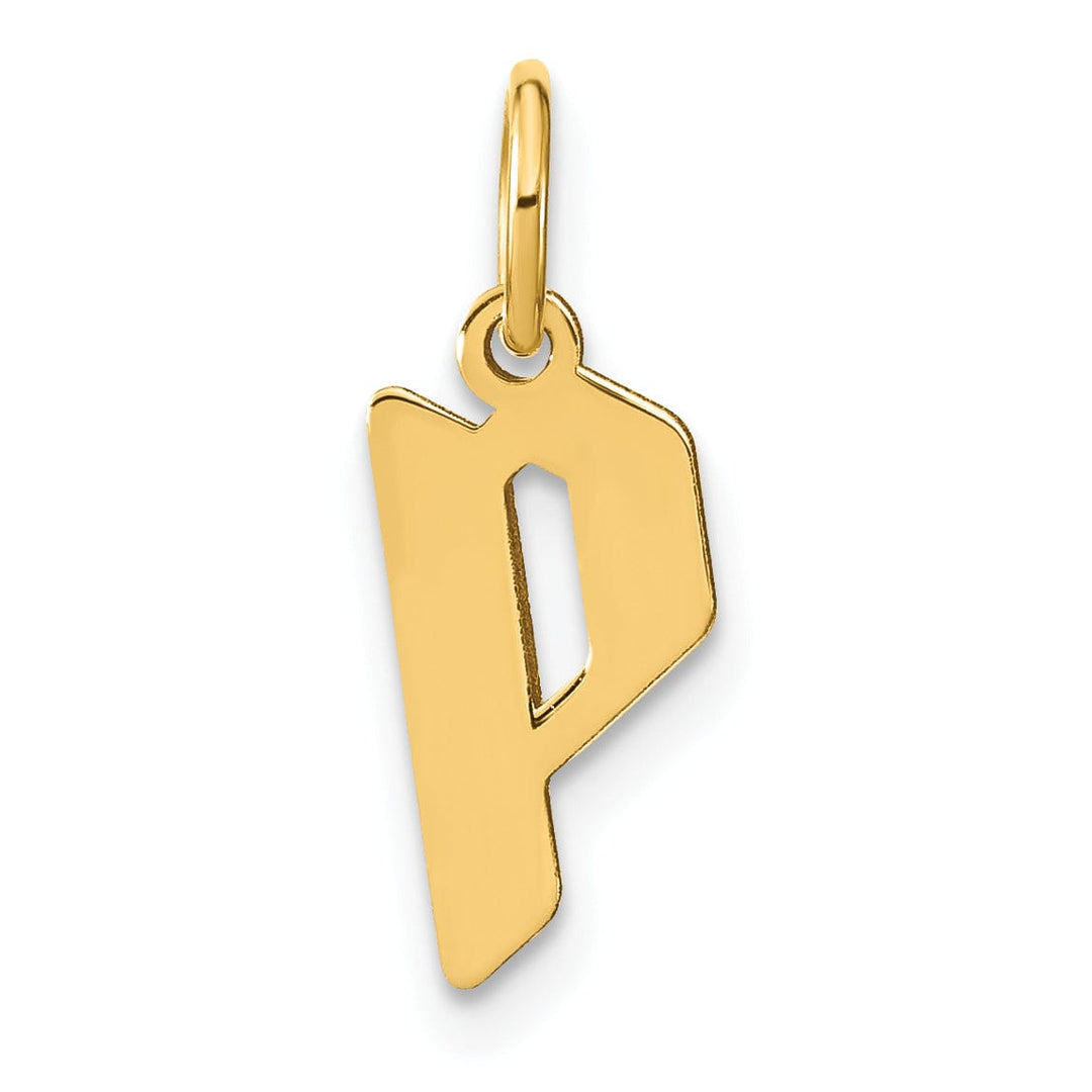 14K Yellow Gold Upper Case Letter P Initial Charm Pendant