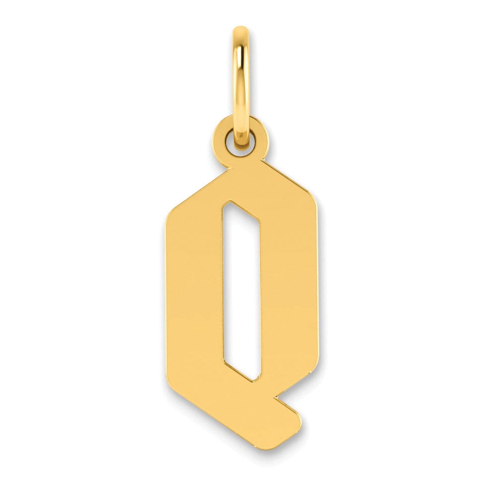 14K Yellow Gold Upper Case Letter Q Initial Charm Pendant