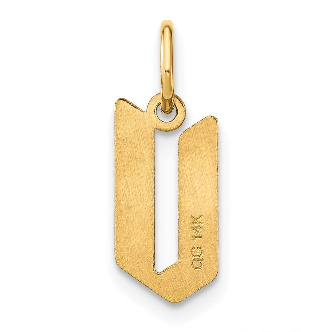 14K Yellow Gold Upper Case Letter V Initial Charm Pendant
