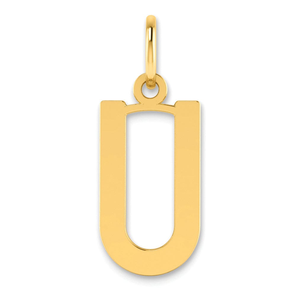 14k Yellow Gold Women's Letter U Initial Charm Pendant