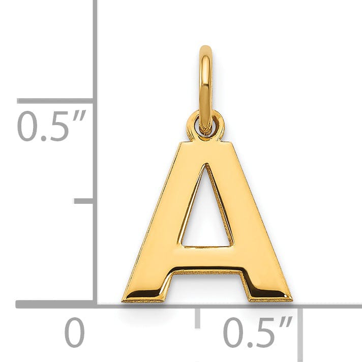 14k Yellow Gold Small Size Letter A Initial Block Pendant