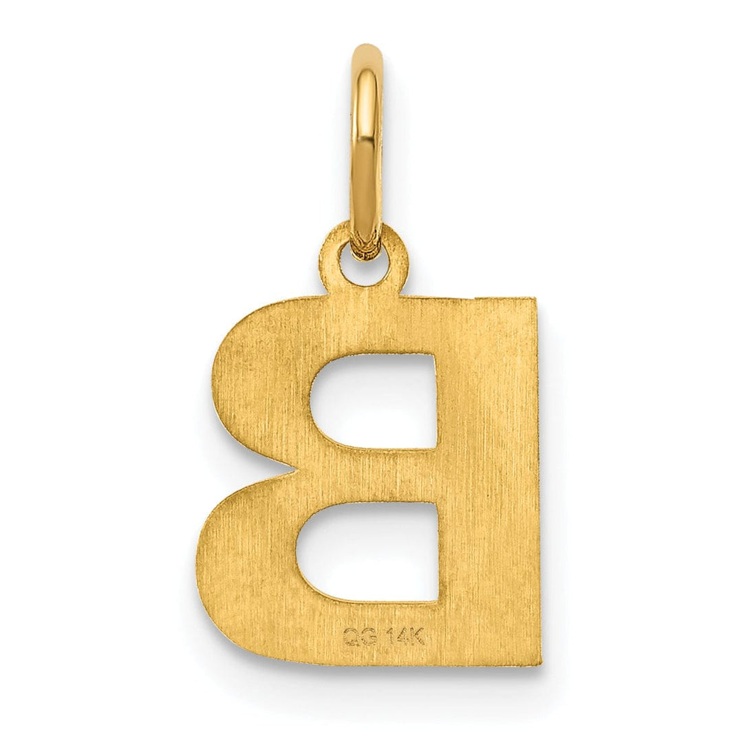 14k Yellow Gold Small Size Letter B Initial Block Pendant