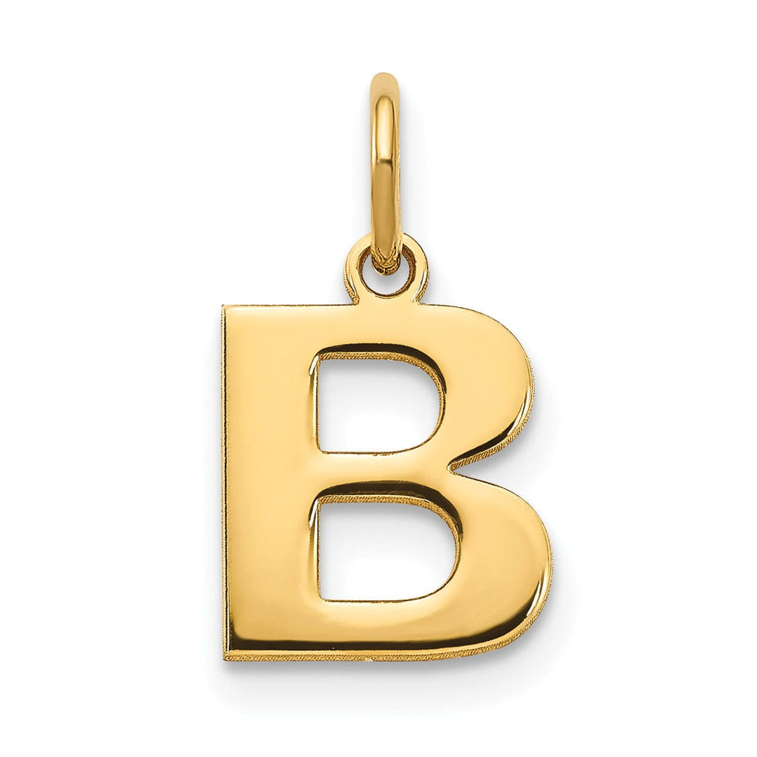 14k Yellow Gold Small Size Letter B Initial Block Pendant